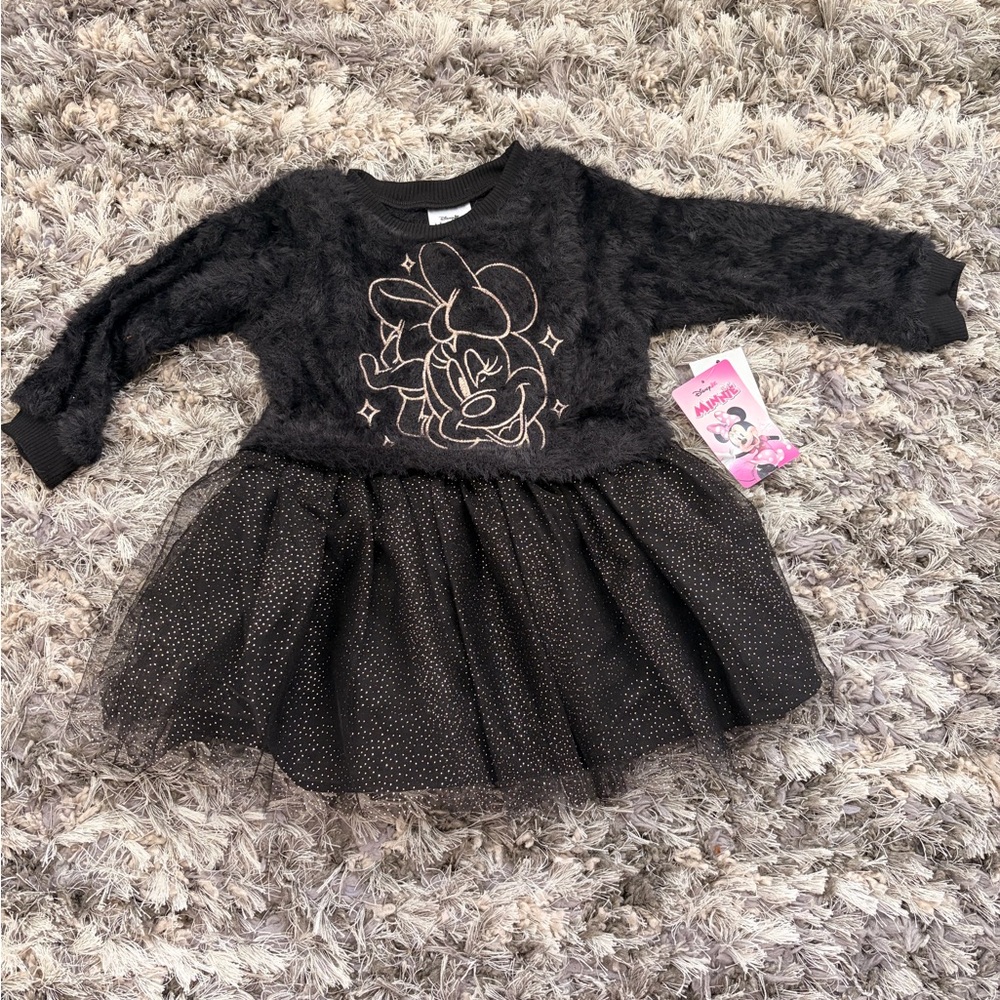 Disney Toddler Girls Black Minnie Mouse Eyelash Knit Tutu Dress